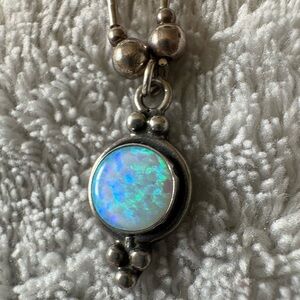 Elegant sterling Silver aqua Opal Pendant
